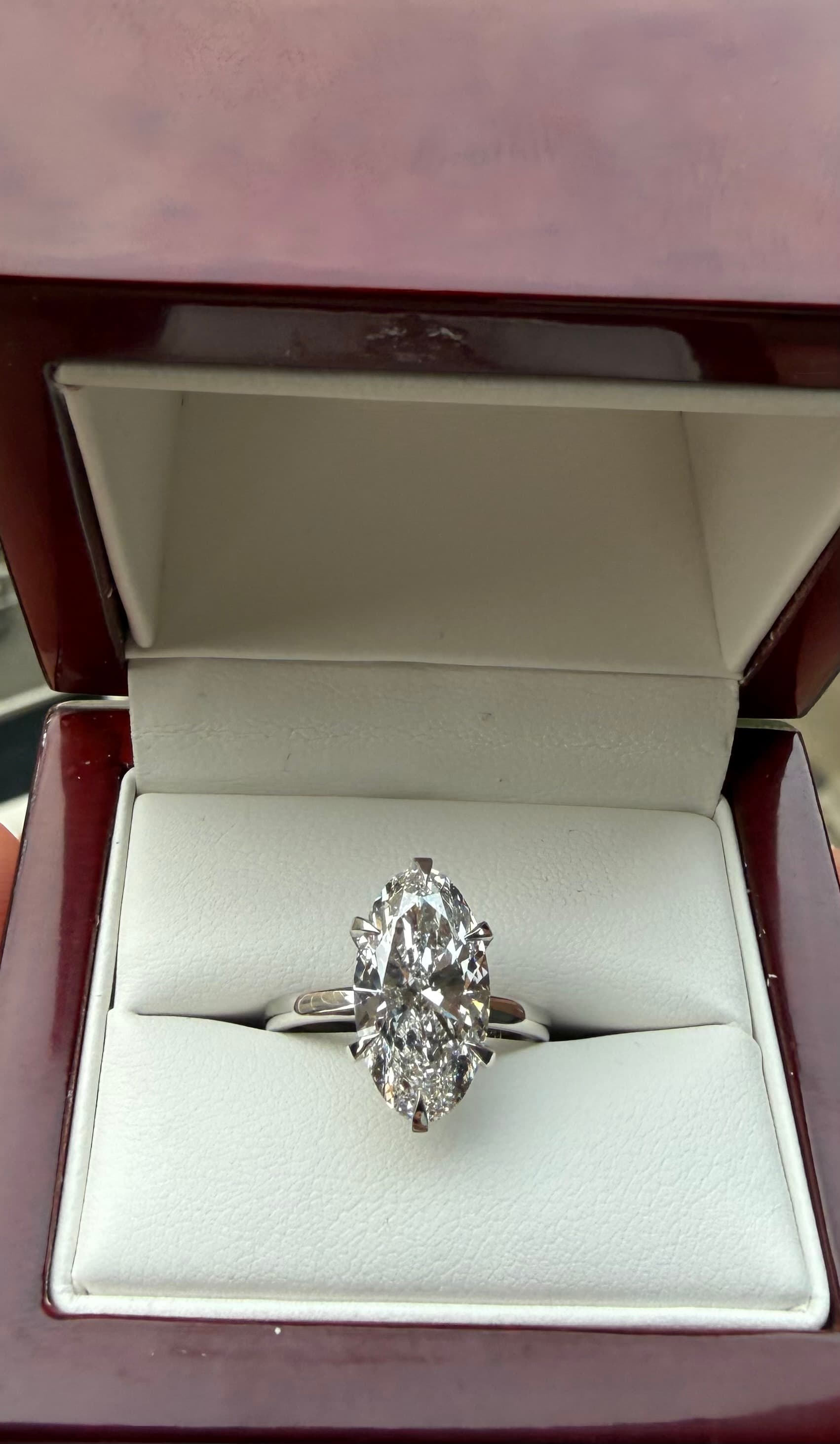 Moval cut diamond engagement ring